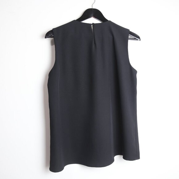 Calvin Klein Crew-Neck Twill Tank Top Blouse Sleeveless Black Size Medium - Picture 5 of 5